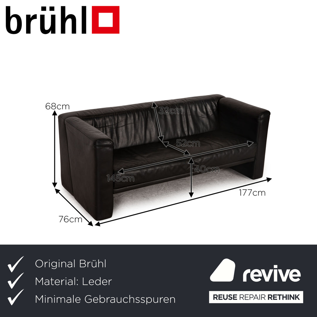 Brühl Visavis leather two-seater black sofa couch