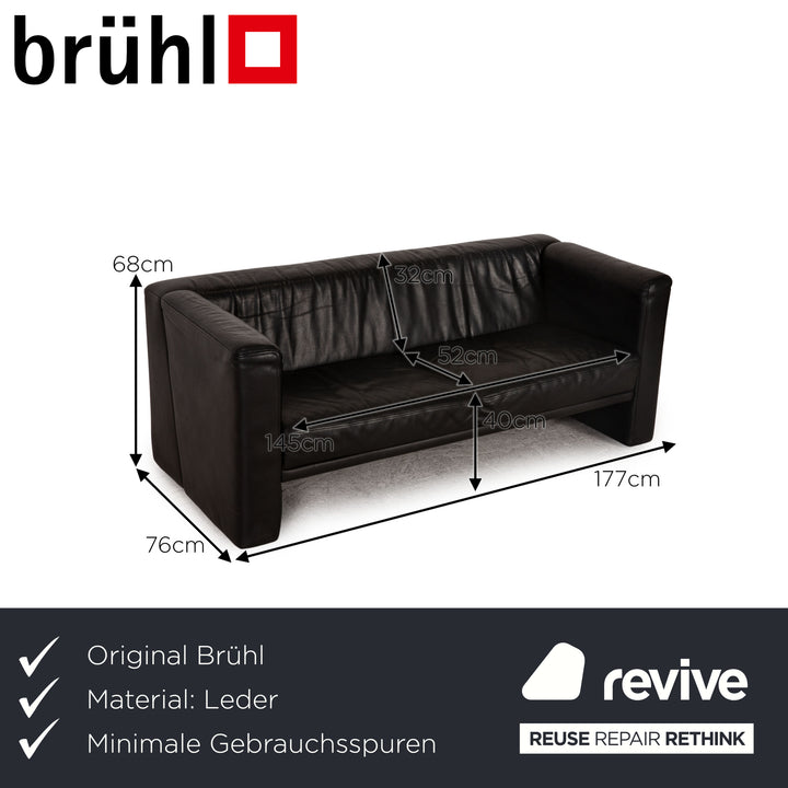 Brühl Visavis leather two-seater black sofa couch