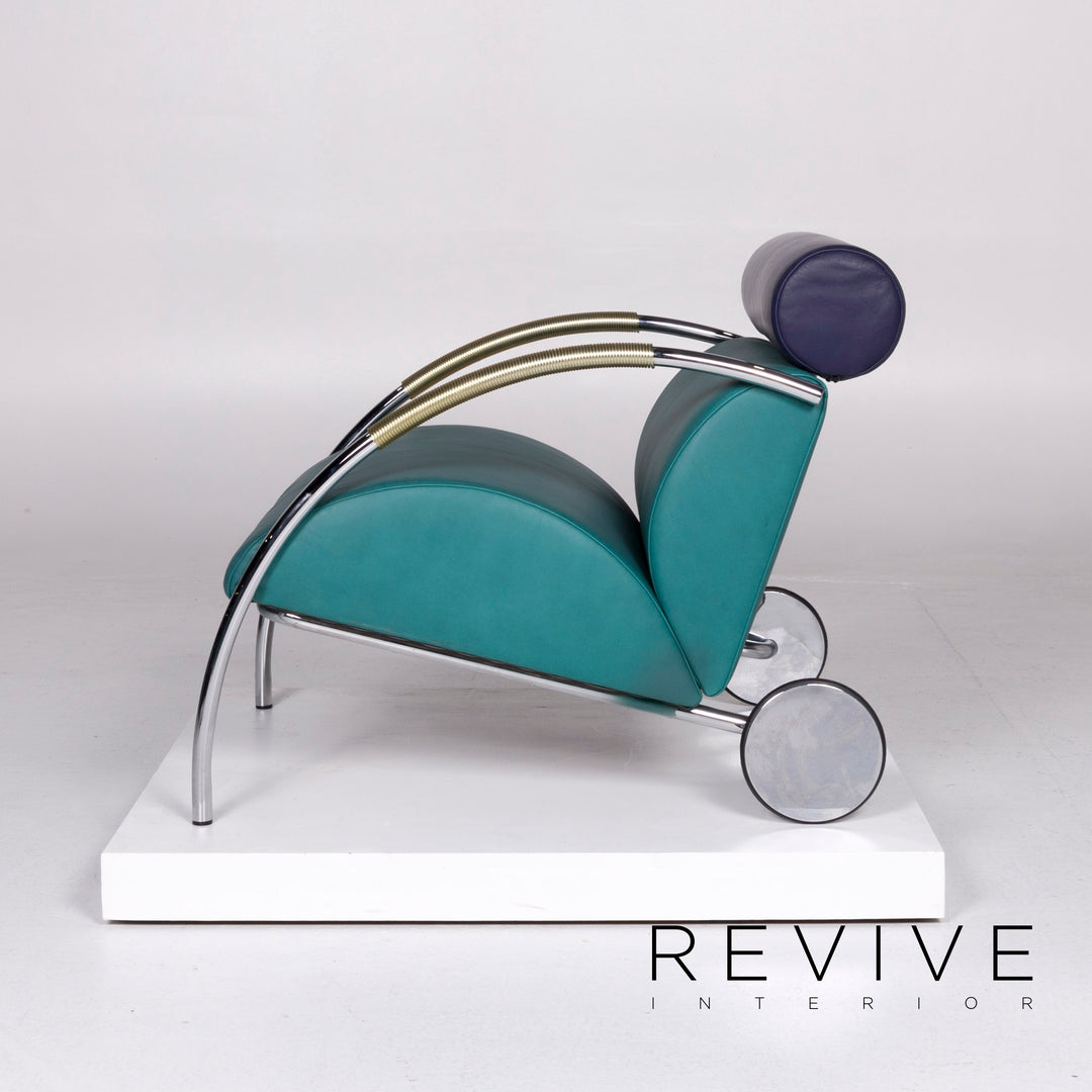 Fauteuil en cuir design Cor Cycle par Peter Maly Tabouret de fauteuil turquoise #10512