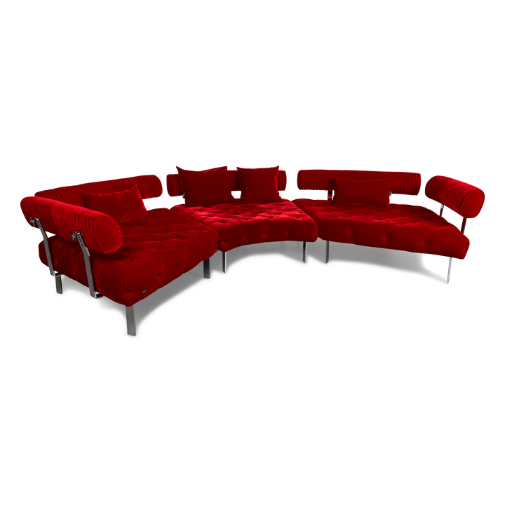 Bretz Highland Designer Fabric Sofa Red Corner Sofa Couch #6651