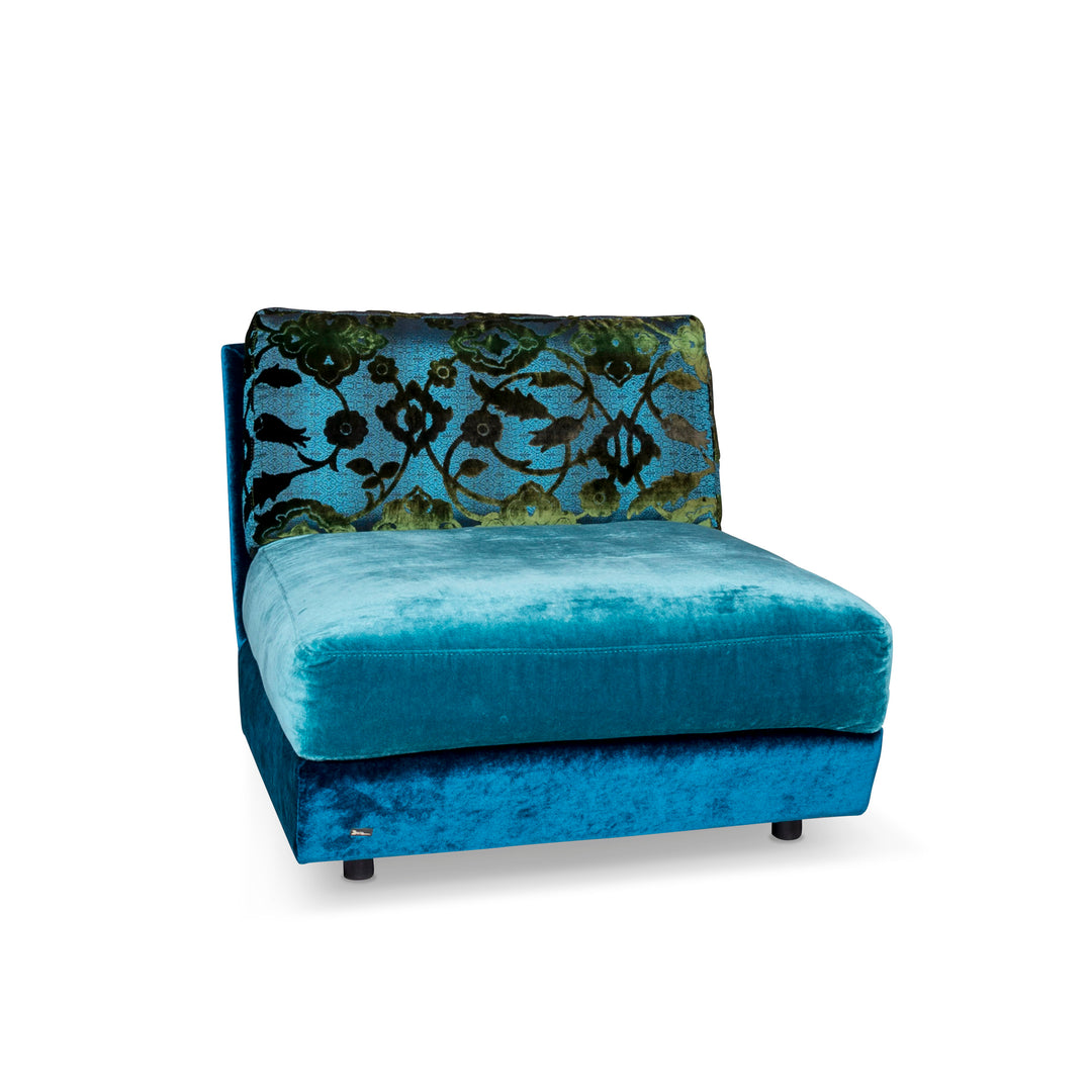 Bretz Napali Fauteuil en Tissu Velours Bleu à Motifs #9561