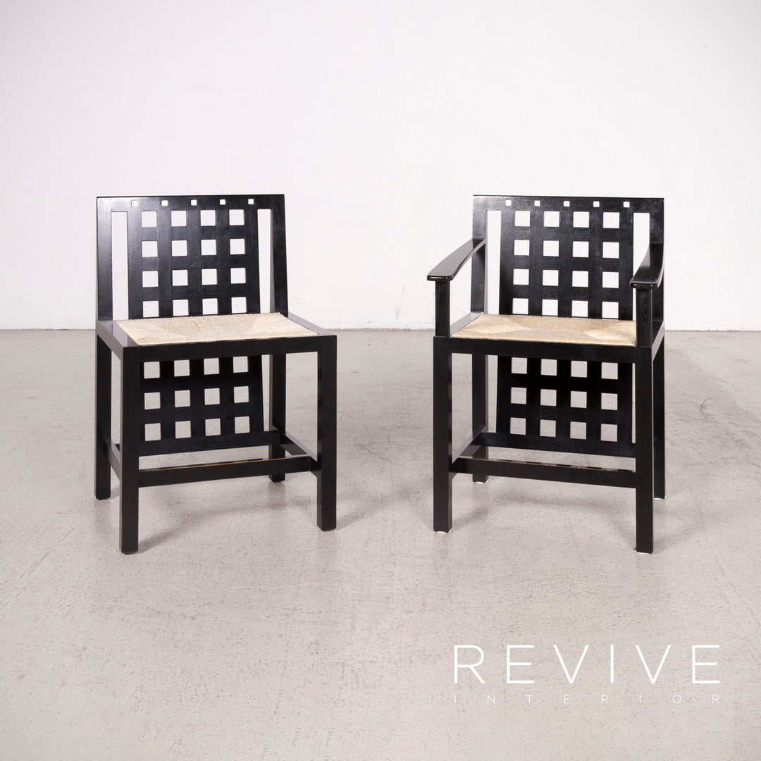 Cassina ds 1/ds 3 ensemble de table à manger en bois chaise noire fauteuil table #8379