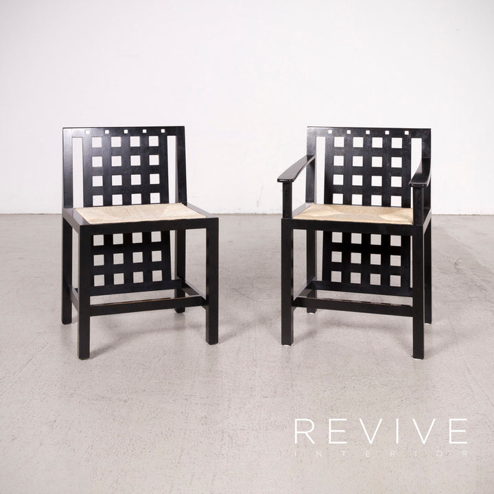 Cassina ds 1/ds 3 ensemble de table à manger en bois chaise noire fauteuil table #8379