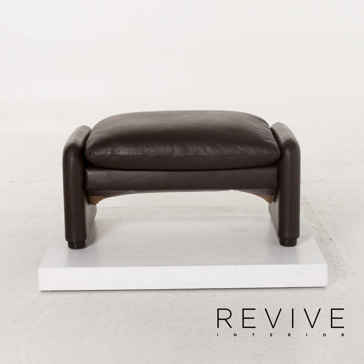Cassina Maralunga Leather Stool Brown Dark Brown Ottoman #13290