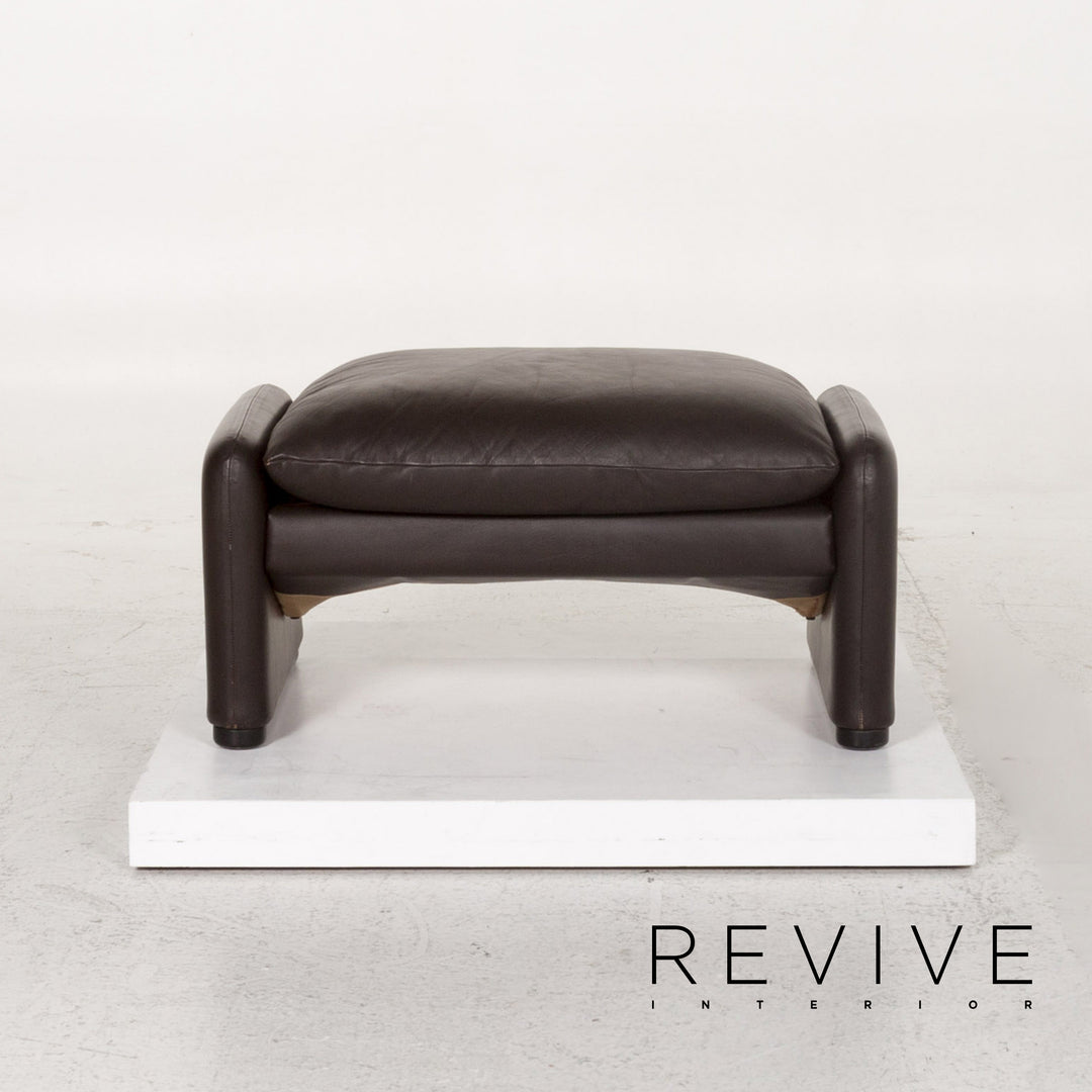 Cassina Maralunga Leather Stool Brown Dark Brown Ottoman #13290