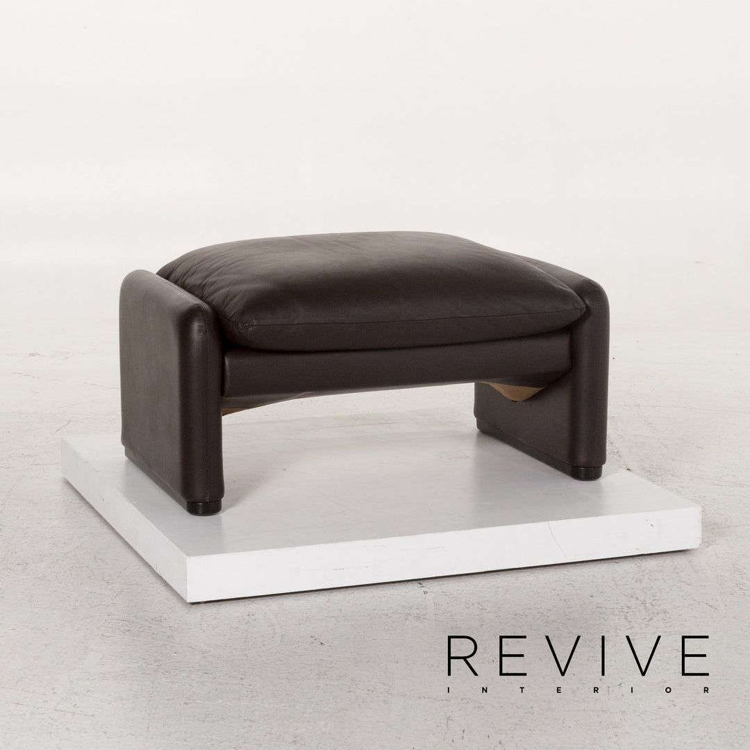 Cassina Maralunga Leather Stool Brown Dark Brown Ottoman #13290