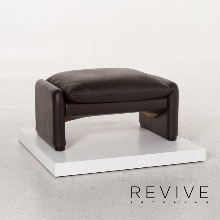 Cassina Maralunga Leather Stool Brown Dark Brown Ottoman #13290