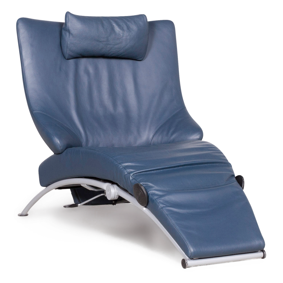 WK Wohnen Solo 699 designer leather lounger blue genuine leather armchair function #7436