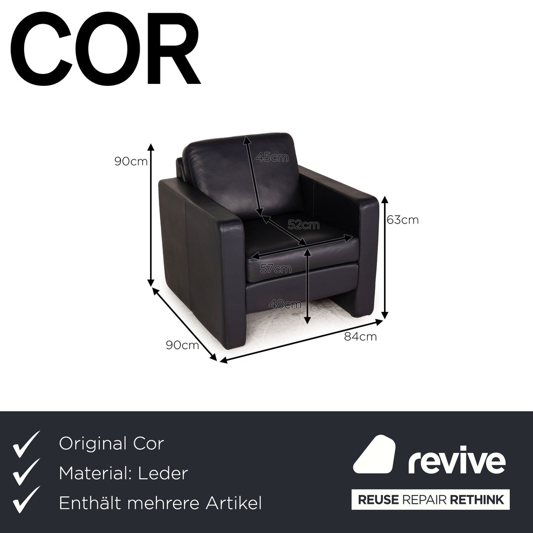 Cor Conseta Leder Sessel Garnitur Blau