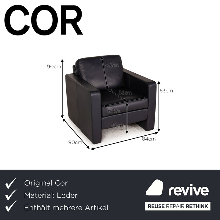 Cor Conseta Leder Sessel Garnitur Blau