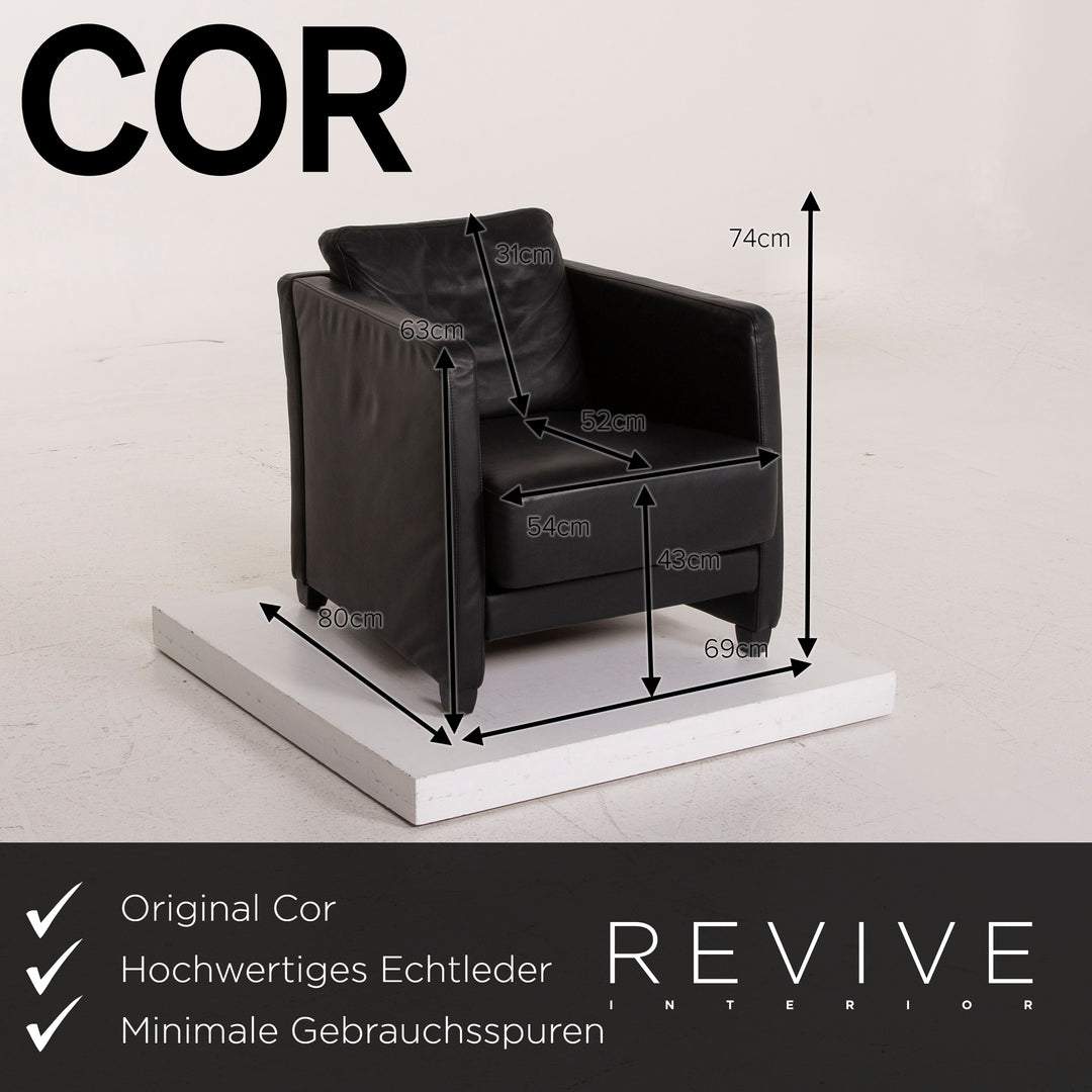 Cor Conseta Leder Sessel Garnitur Schwarz #15562