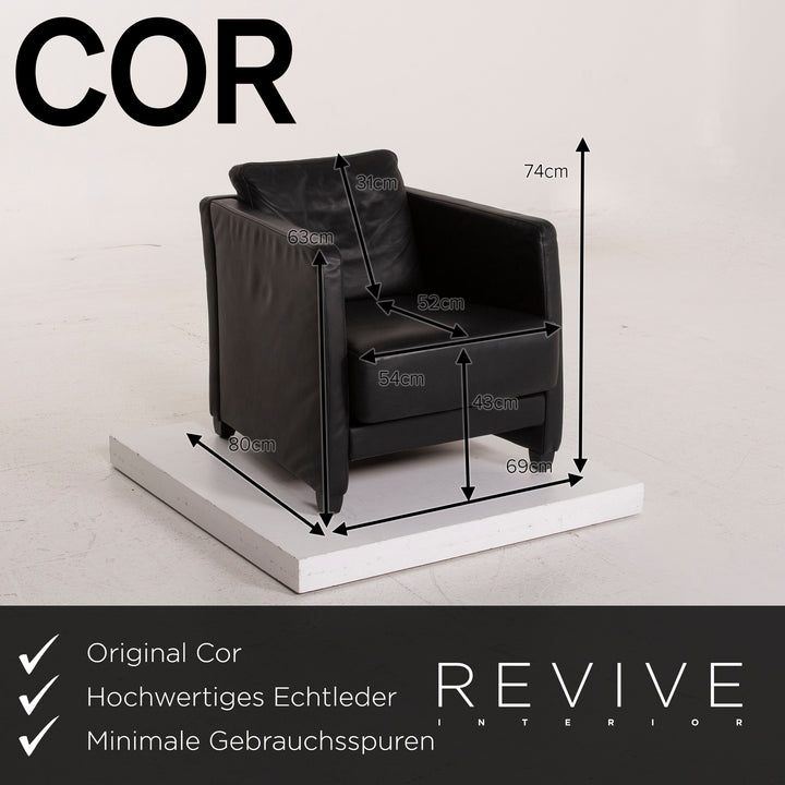 Cor Conseta Leder Sessel Garnitur Schwarz #15562