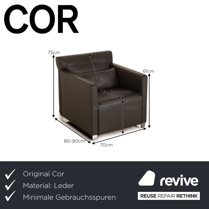Cor Quant Leder Sessel Grau