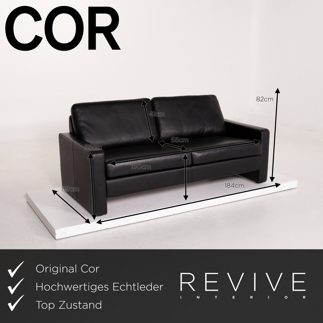 Cor Conseta Leder Sofa Schwarz Dreisitzer #14701
