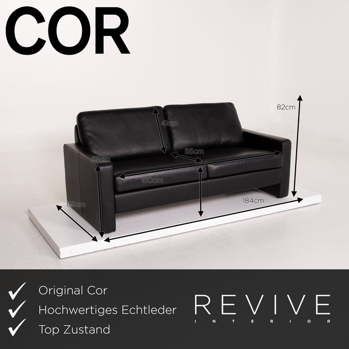 Cor Conseta Leder Sofa Schwarz Dreisitzer #14701