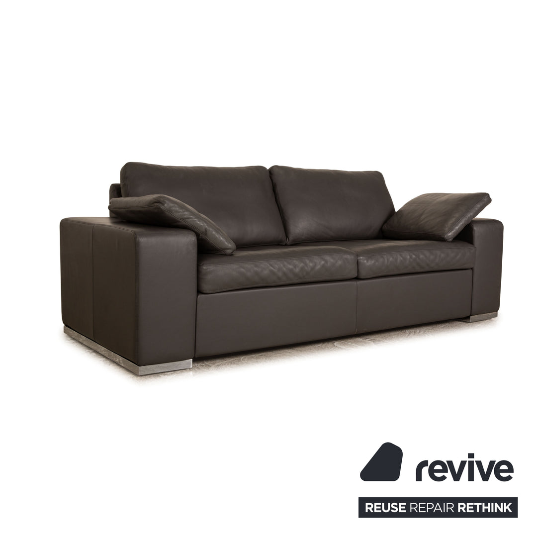 Cor Conseta Leather Two Seater Gray Sofa Couch