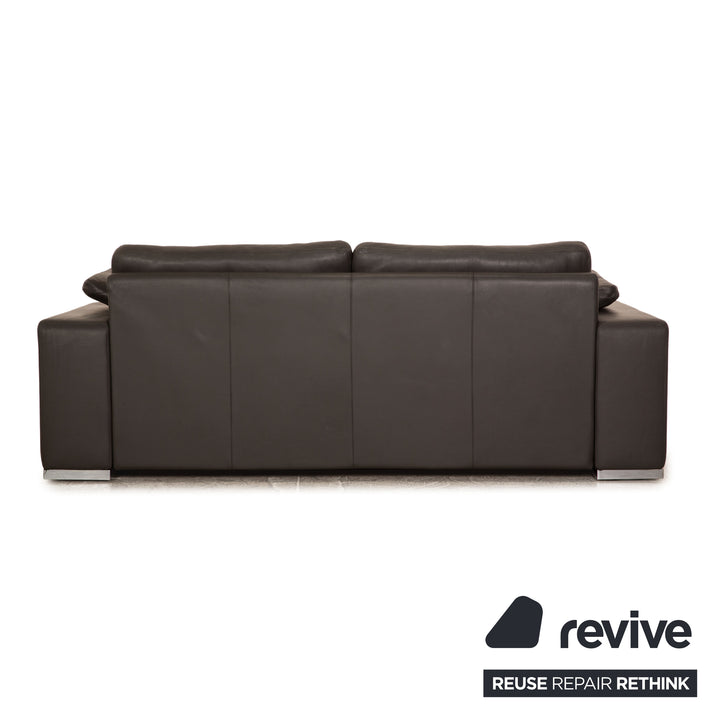Cor Conseta Leather Two Seater Gray Sofa Couch