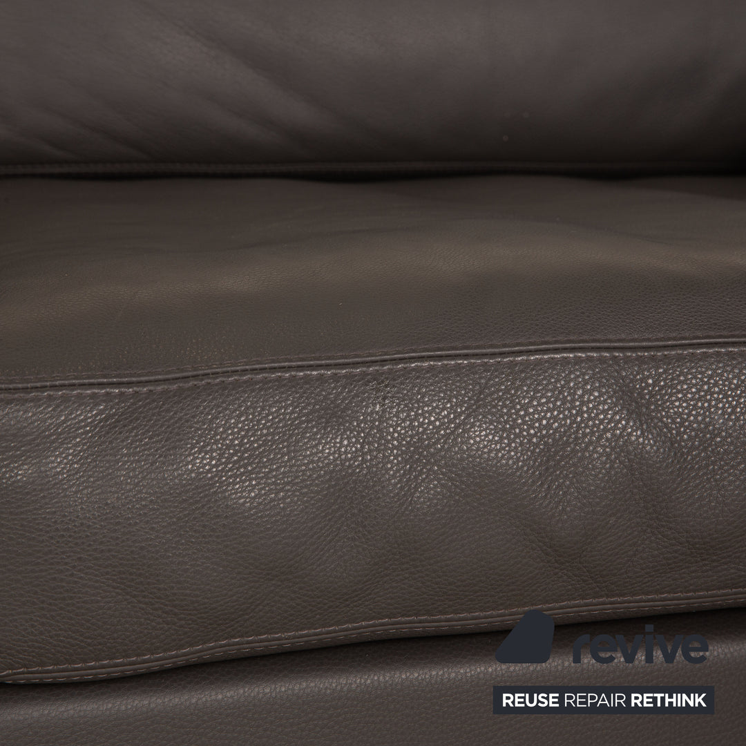 Cor Conseta Leather Two Seater Gray Sofa Couch