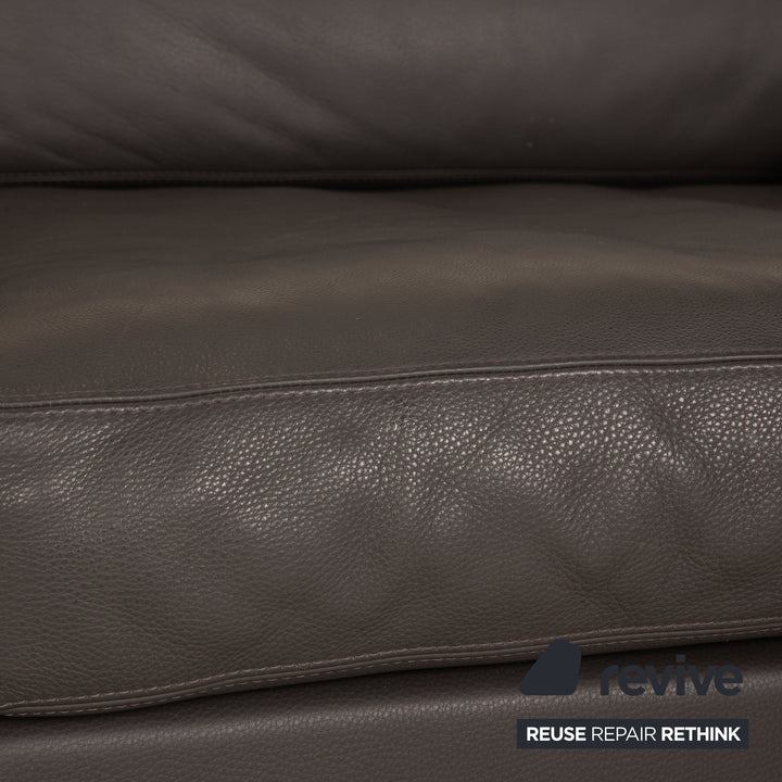 Cor Conseta Leather Two Seater Gray Sofa Couch