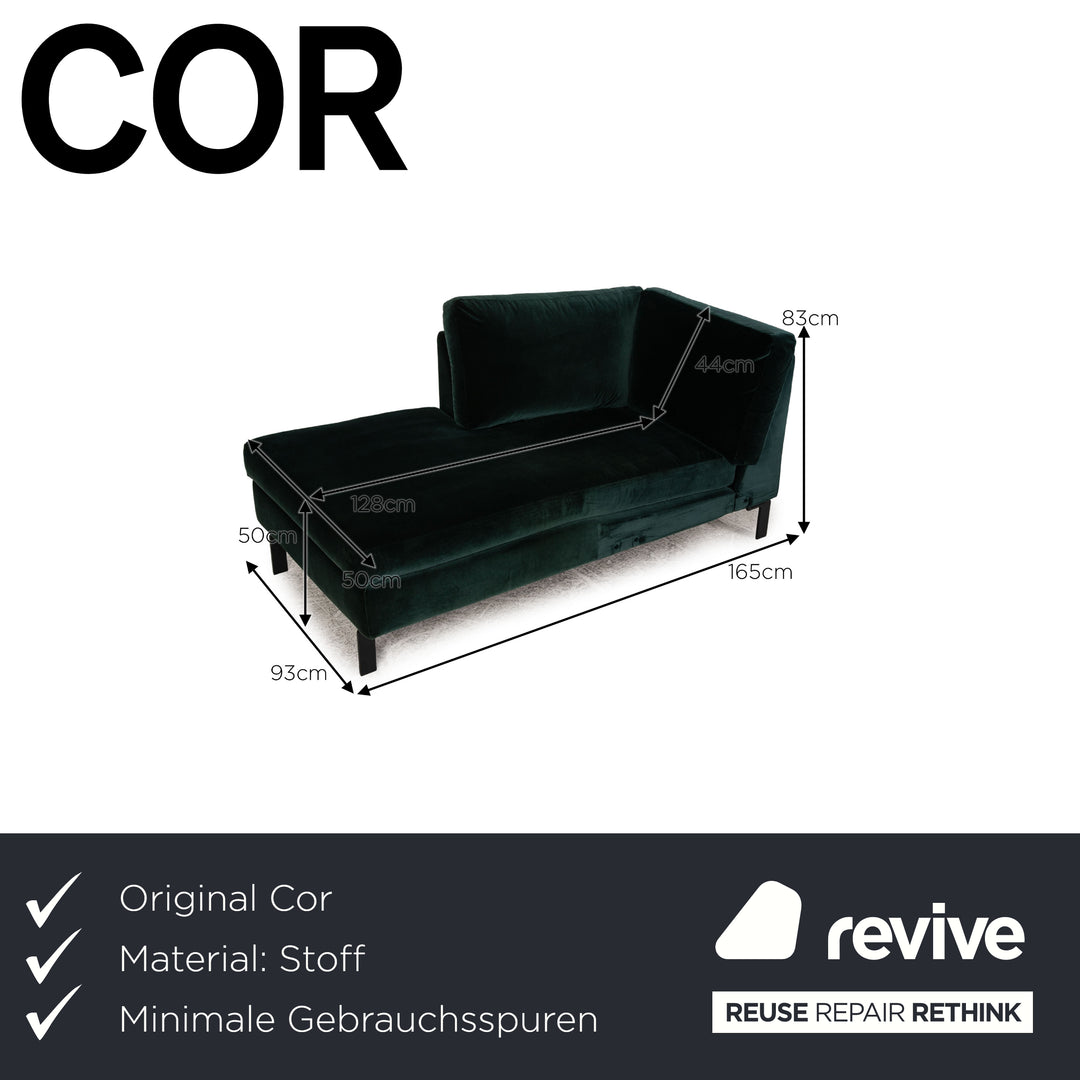 Cor Conseta Chaise Longue en Tissu Velours Vert Récamiere