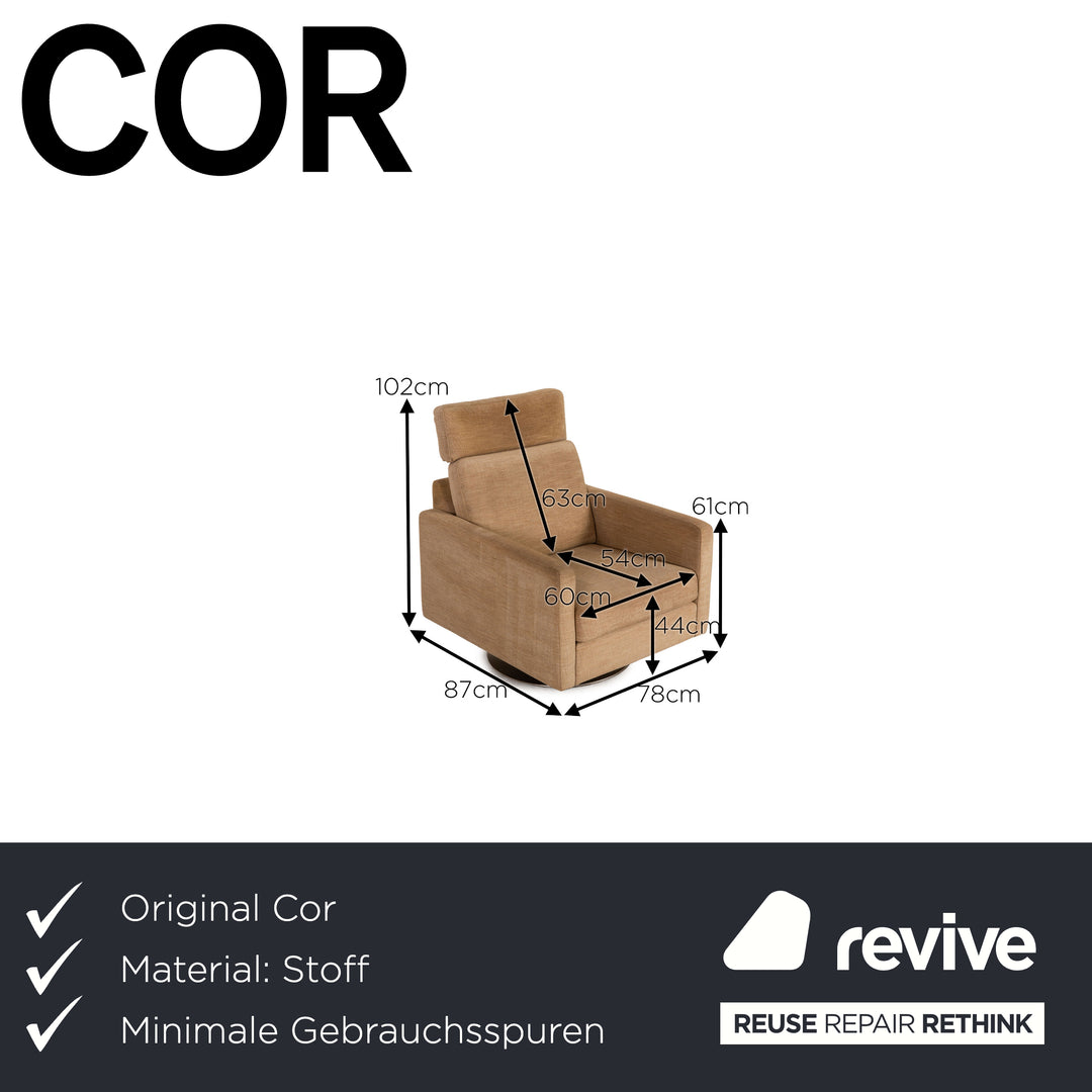 Fauteuil en tissu Cor Conseta beige fonction pivotante