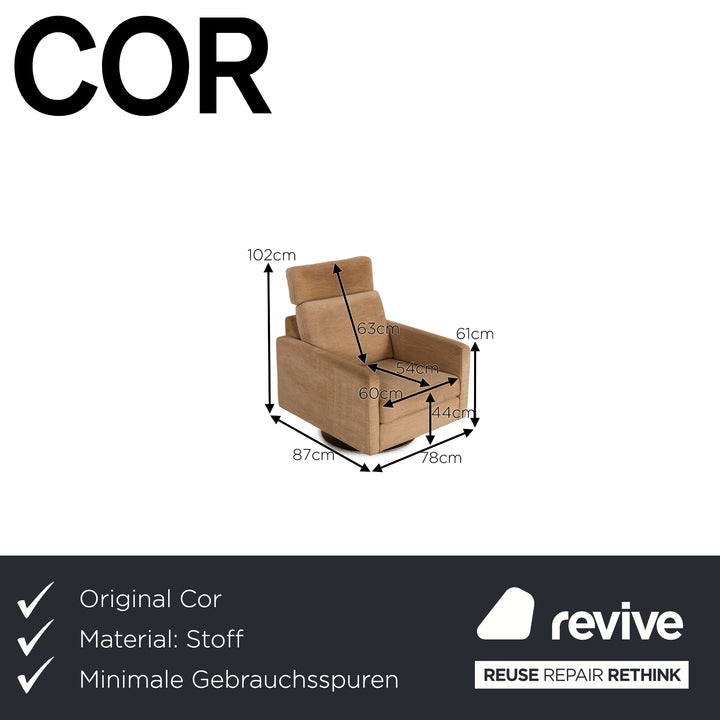 Fauteuil en tissu Cor Conseta beige fonction pivotante