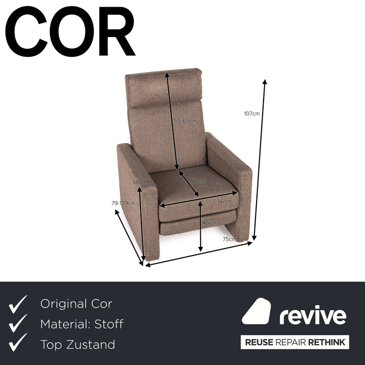 Fauteuil en tissu Cor Conseta beige fonction relaxation