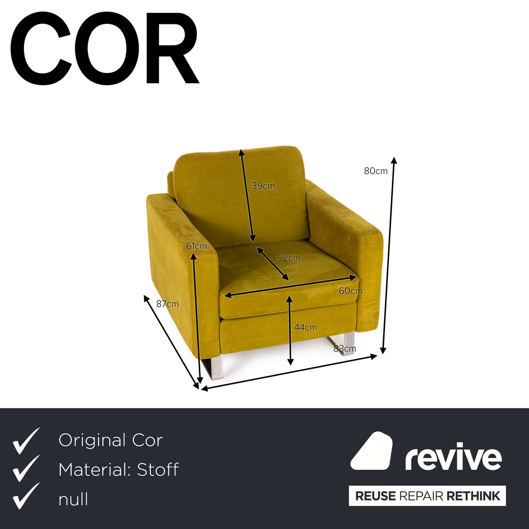 Cor Conseta ensemble de fauteuils en tissu jaune turquoise 2x
