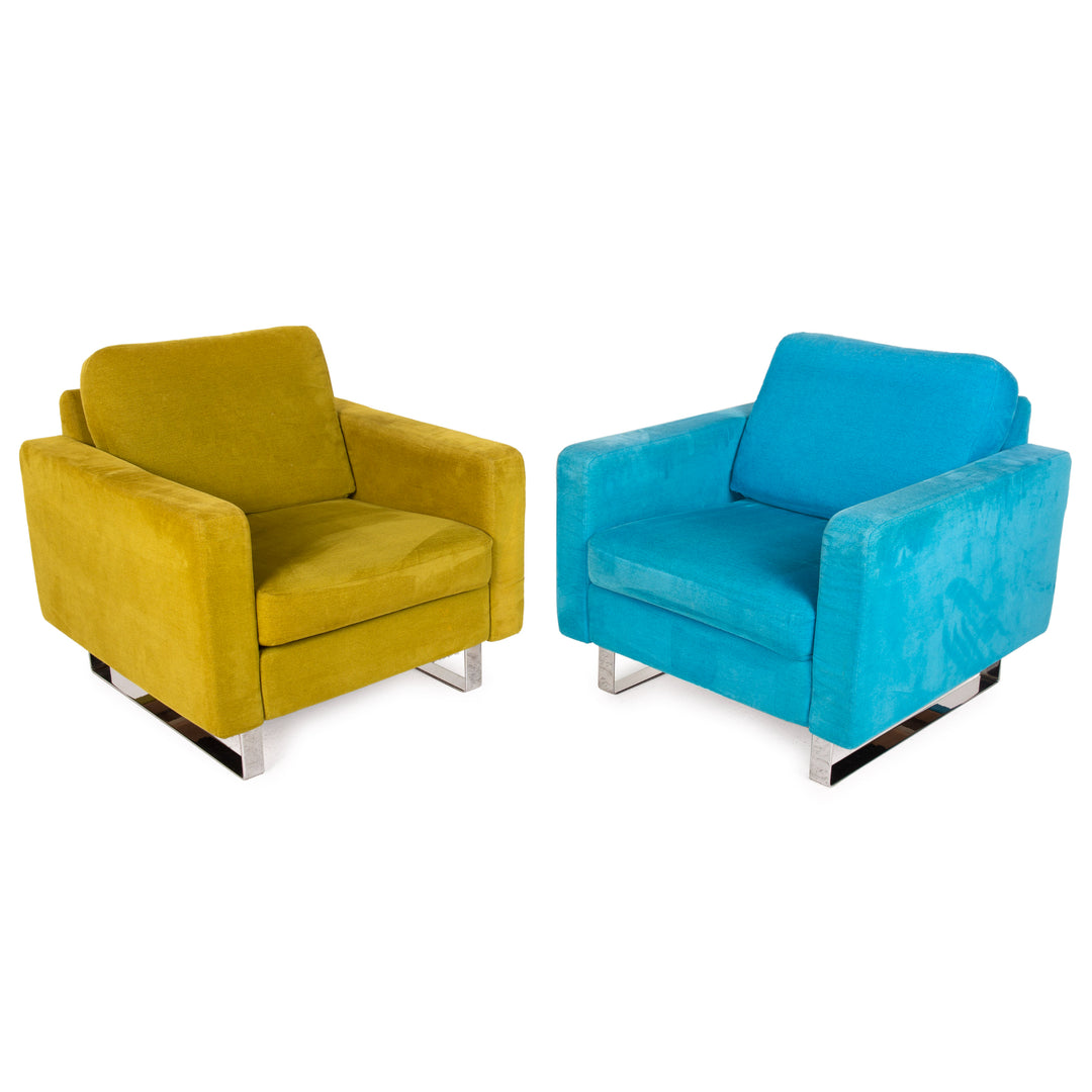 Cor Conseta ensemble de fauteuils en tissu jaune turquoise 2x