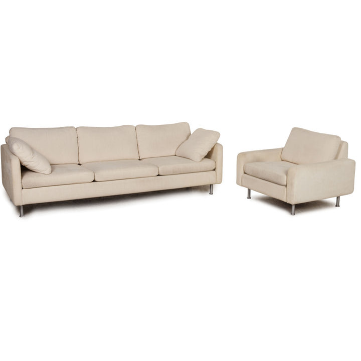 Ensemble canapé en tissu Cor Conseta crème fauteuil trois places