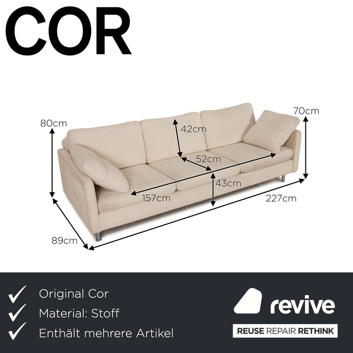 Ensemble canapé en tissu Cor Conseta crème fauteuil trois places