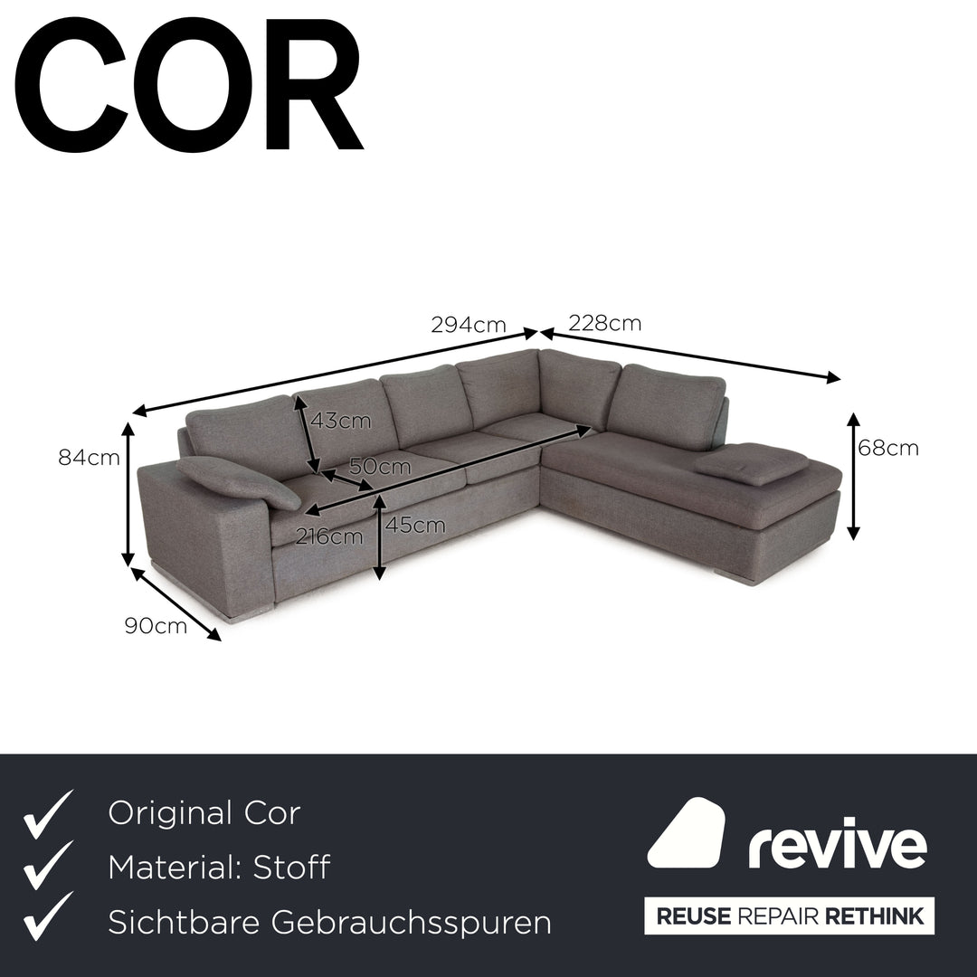 Cor Conseta Stoff Sofa Grau Ecksofa Couch