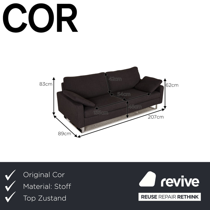 Cor Conseta Stoff Sofa Grau Zweisitzer Couch