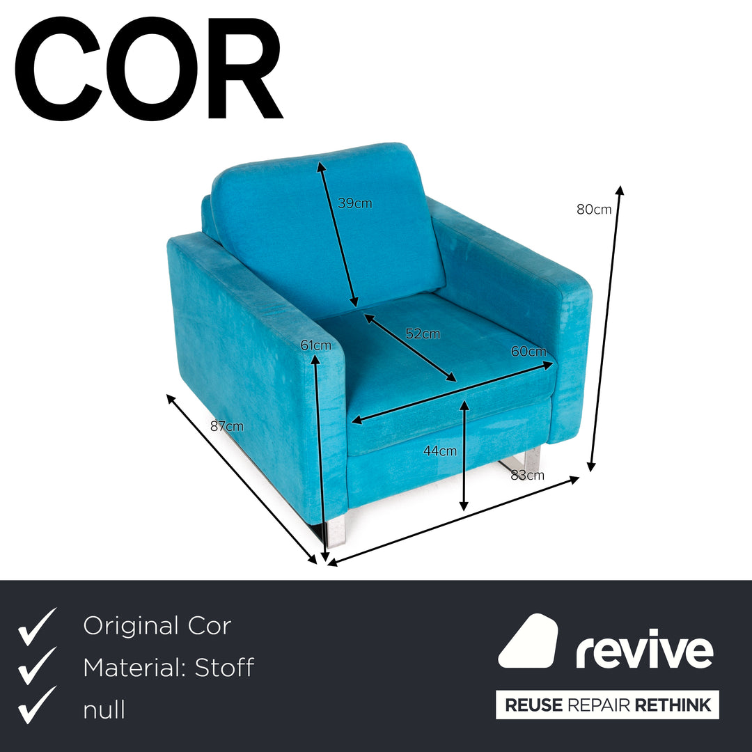 Cor Conseta Stoff Sofa Sofa Dreisitzer Grün Blau Braun Creme 1x Couch 2x Sessel