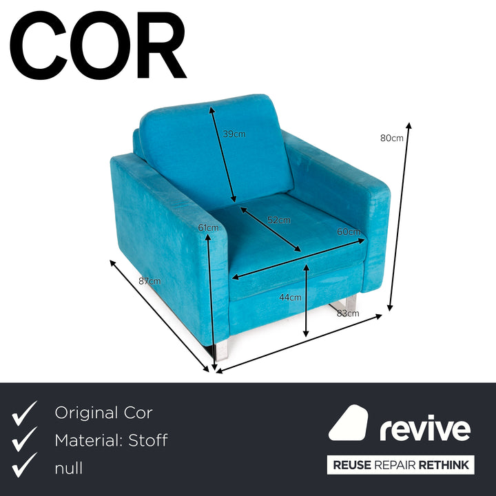 Cor Conseta Stoff Sofa Sofa Dreisitzer Grün Blau Braun Creme 1x Couch 2x Sessel