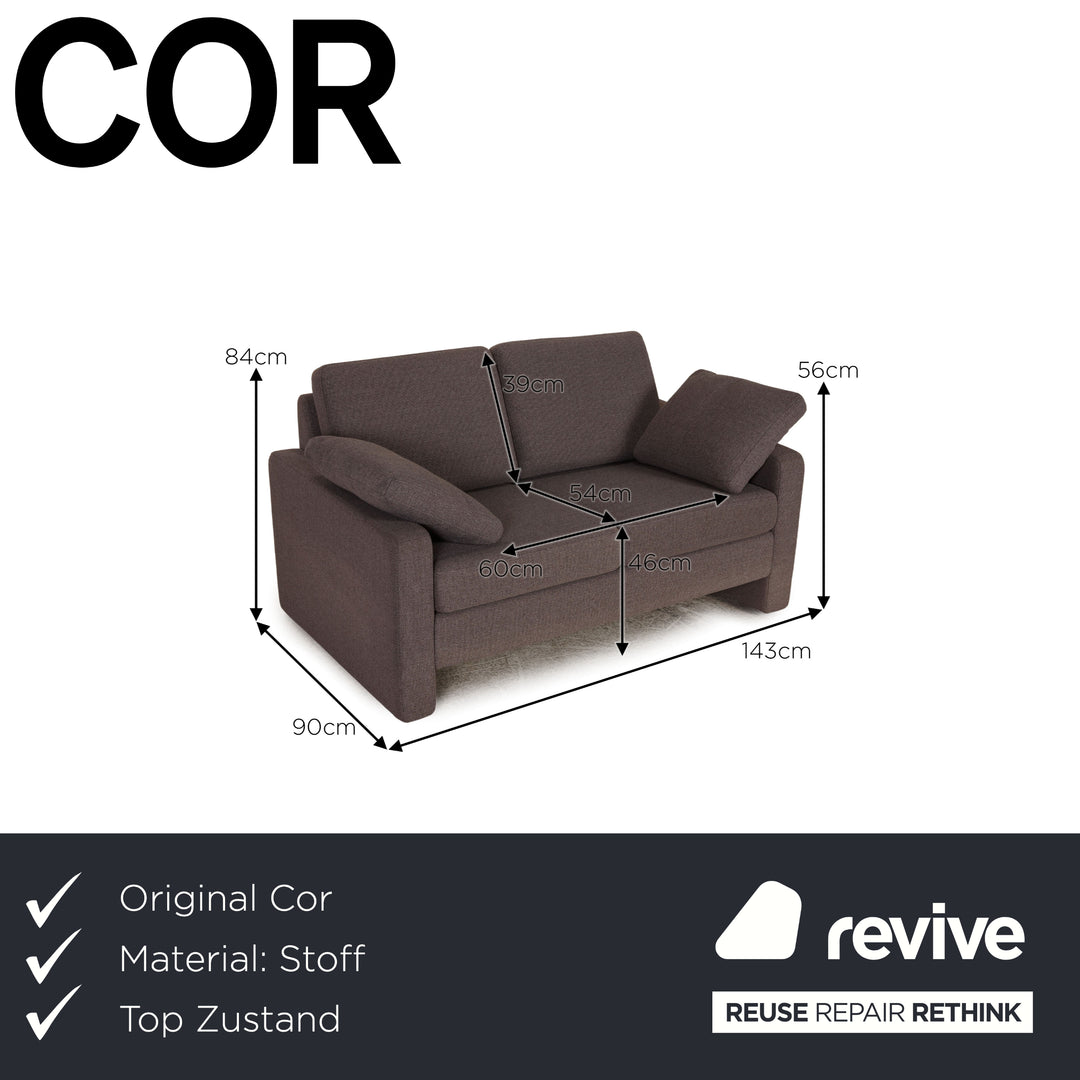 Cor Conseta Stoff Zweisitzer Grau Sofa Couch