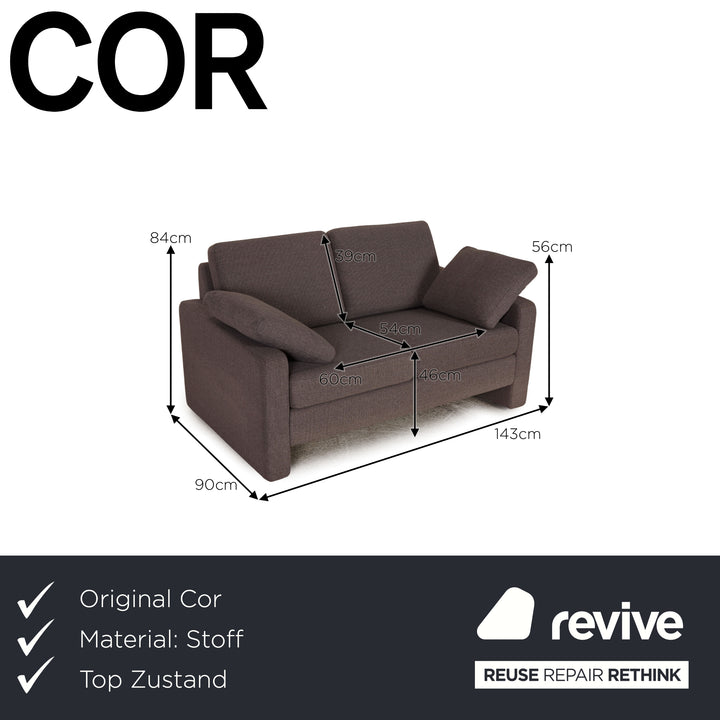 Cor Conseta Stoff Zweisitzer Grau Sofa Couch