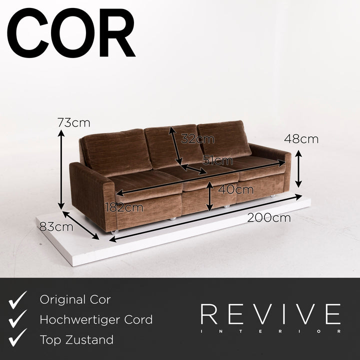 Cor Cord Stoff Sofa Dreisitzer Couch #12493