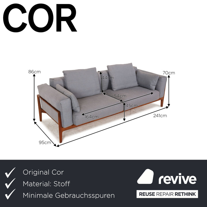 Cor ELM Stoff Dreisitzer Grau Sofa Couch Holz