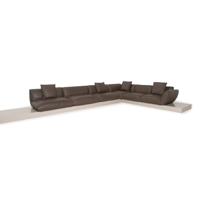 Cor Jalis Leder Ecksofa Anthrazit Braun Sofa Couch