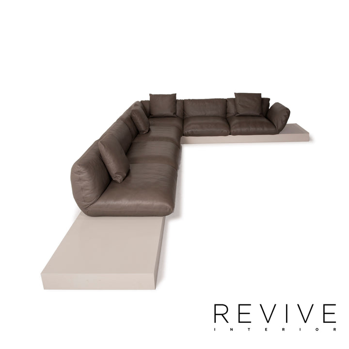 Cor Jalis Leder Ecksofa Anthrazit Braun Sofa Couch