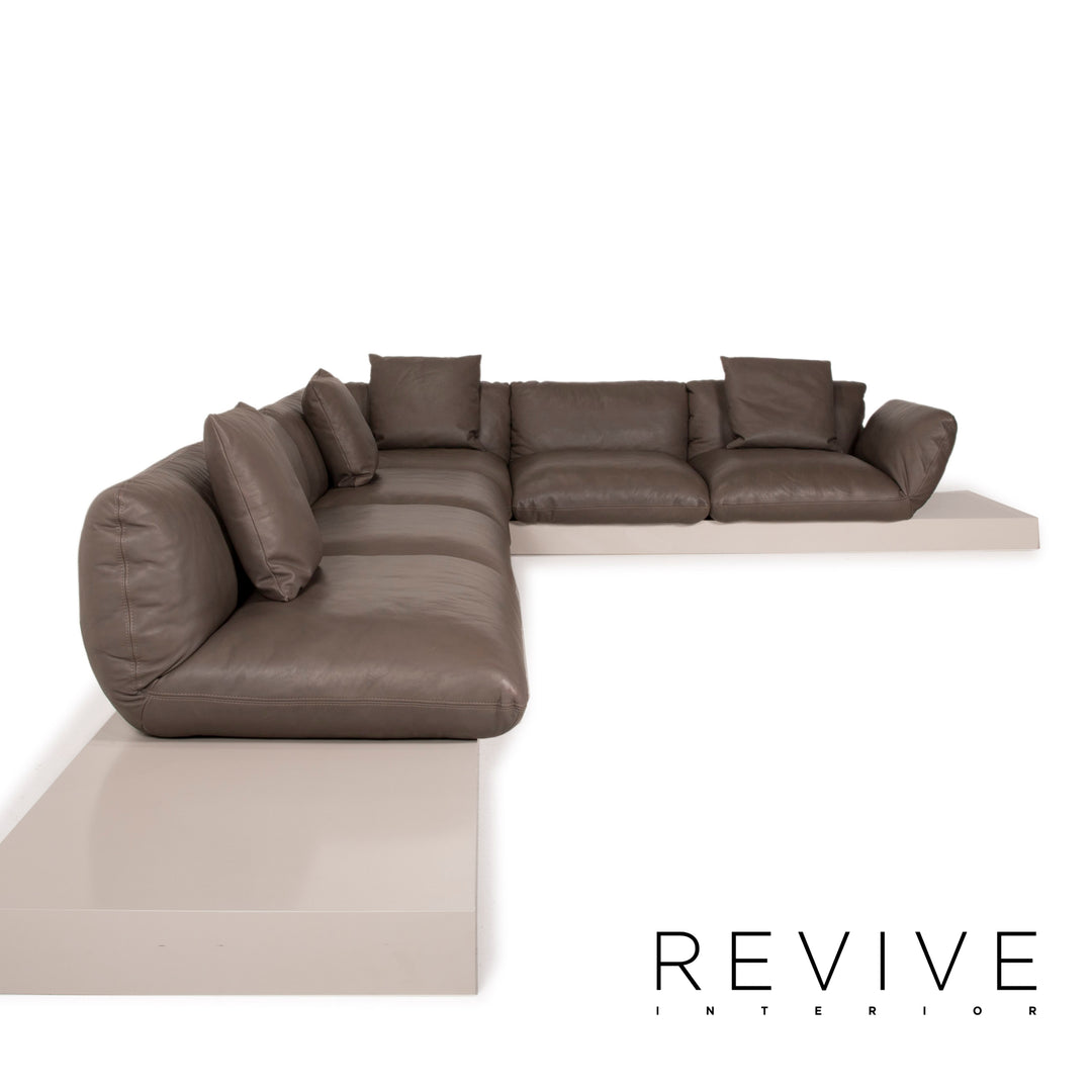 Cor Jalis Leder Ecksofa Anthrazit Braun Sofa Couch