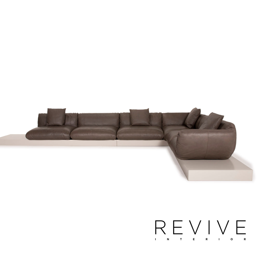 Cor Jalis Leder Ecksofa Anthrazit Braun Sofa Couch