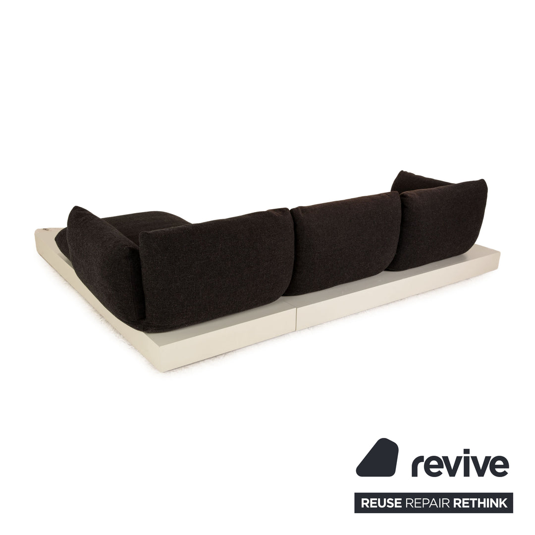 Cor Jalis Stoff Ecksofa Grau Anthrazit Podest Sofa Couch Recamiere rechts