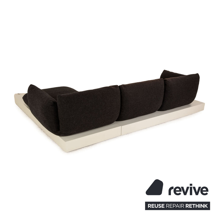 Cor Jalis Stoff Ecksofa Grau Anthrazit Podest Sofa Couch Recamiere rechts