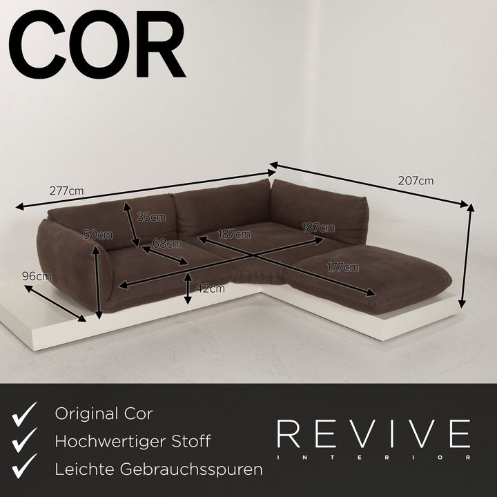 Cor Jalis Stoff Sofa Braun Ecksofa inkl. Couchtisch #14890