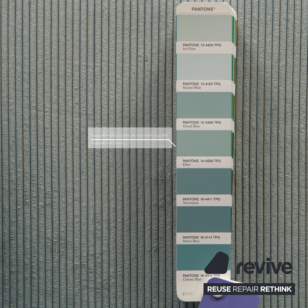 Cor Jura Stoff Cord Sessel Blau inkl. Hocker