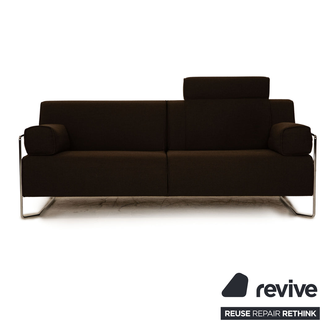 Cor Kelp Stoff Sofa Garnitur Braun Dreisitzer Sessel Hocker