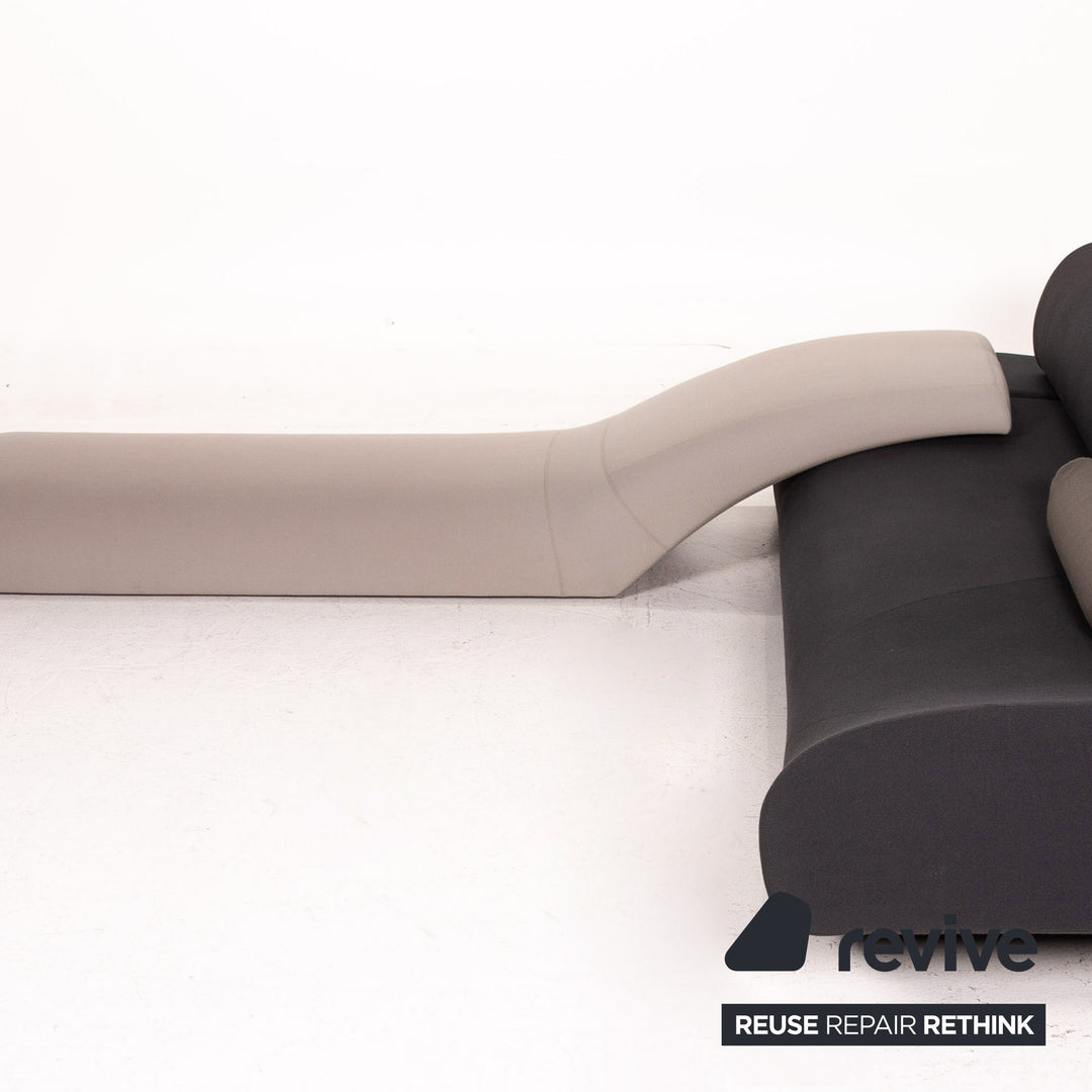 Cor Lava Stoff Ecksofa Schwarz Grau Modular Modulsofa Sofa Couch #14977