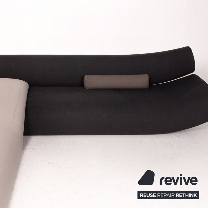 Cor Lava Stoff Ecksofa Schwarz Grau Modular Modulsofa Sofa Couch #14977